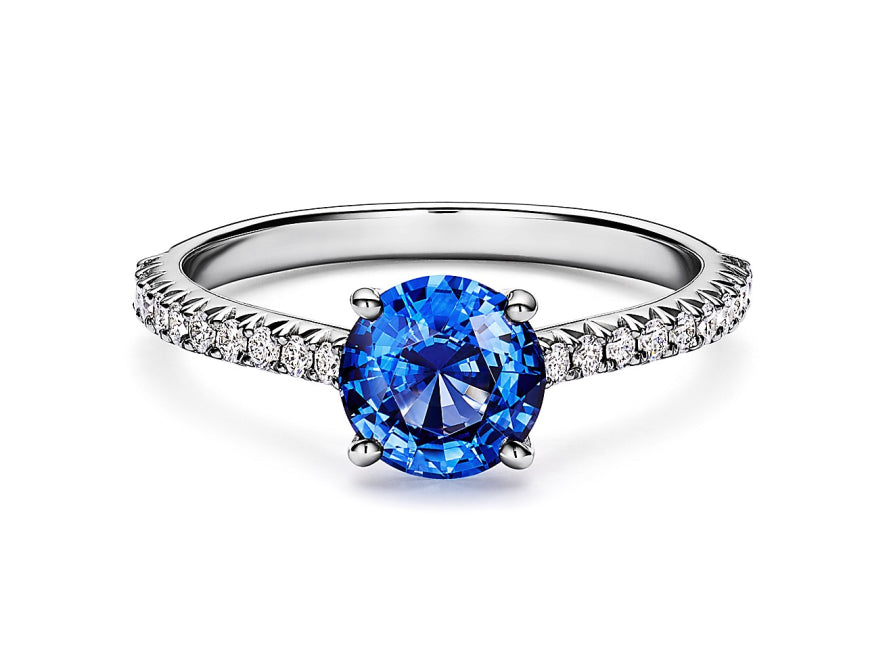 Image via Tiffany - round sapphire platinum ring