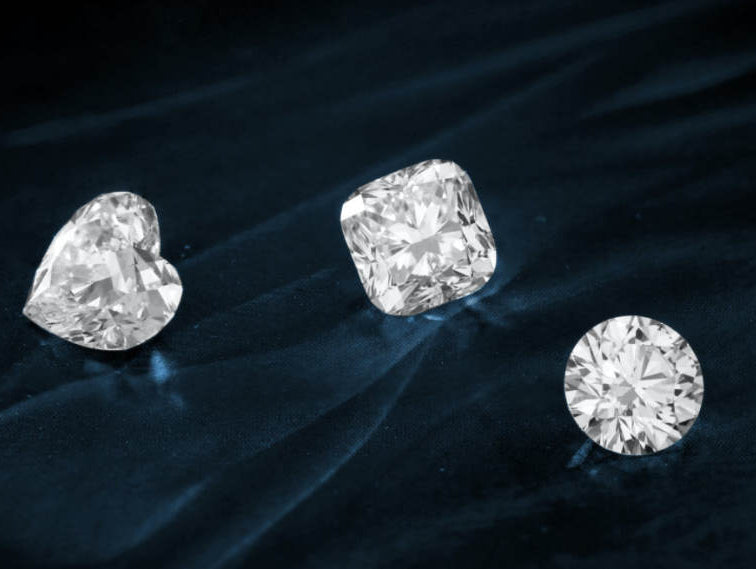 cubic zirconia and diamonds of different shapes