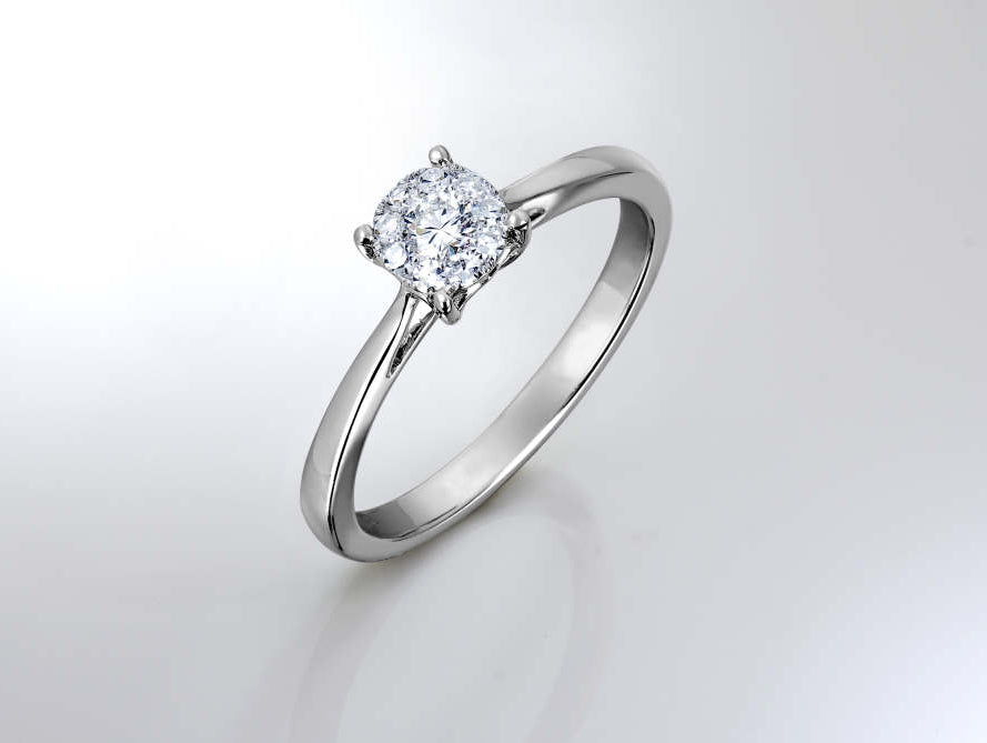 rhodium plated ring with diamond