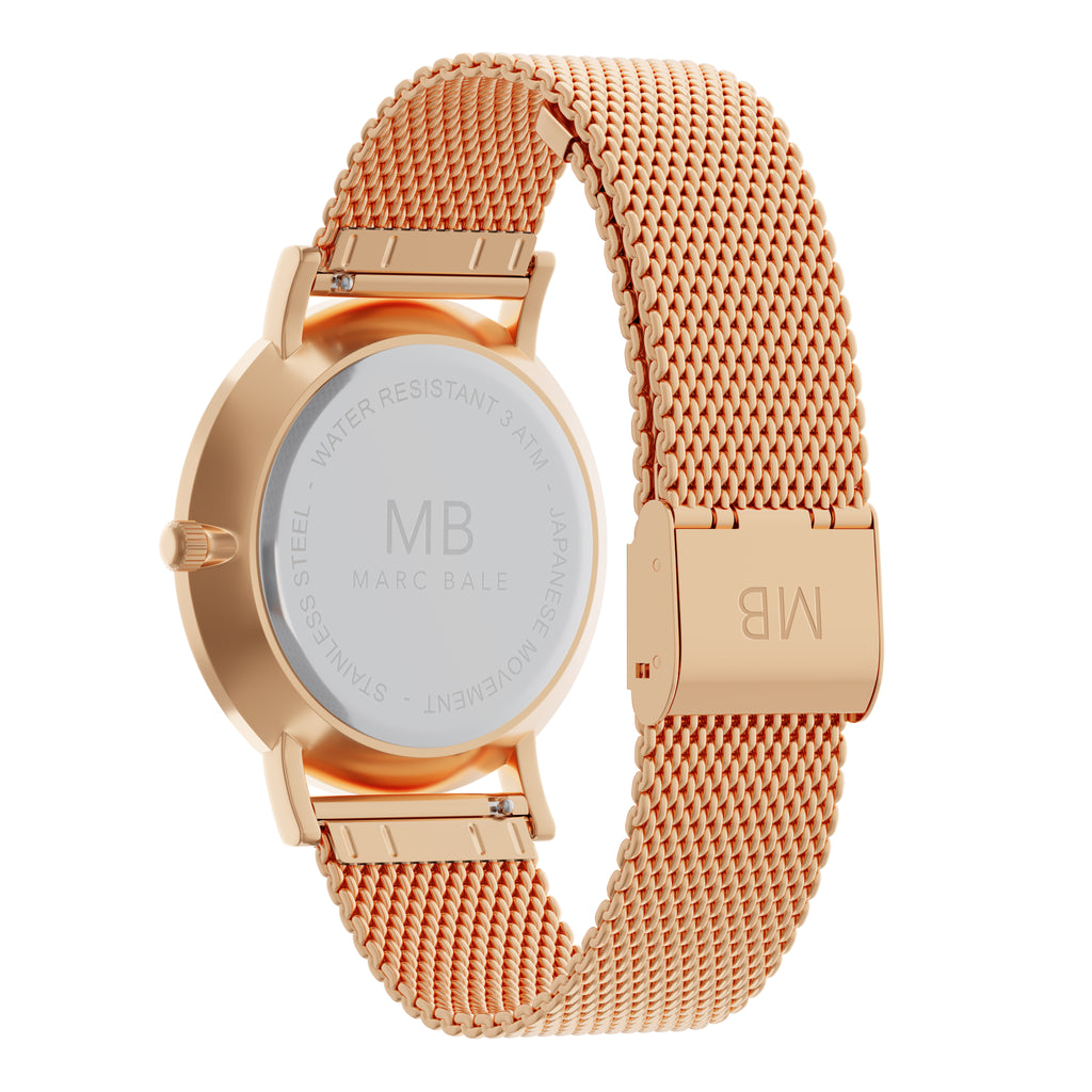 Rose Gold Crystal Sunray - Rose Gold Mesh - Classic