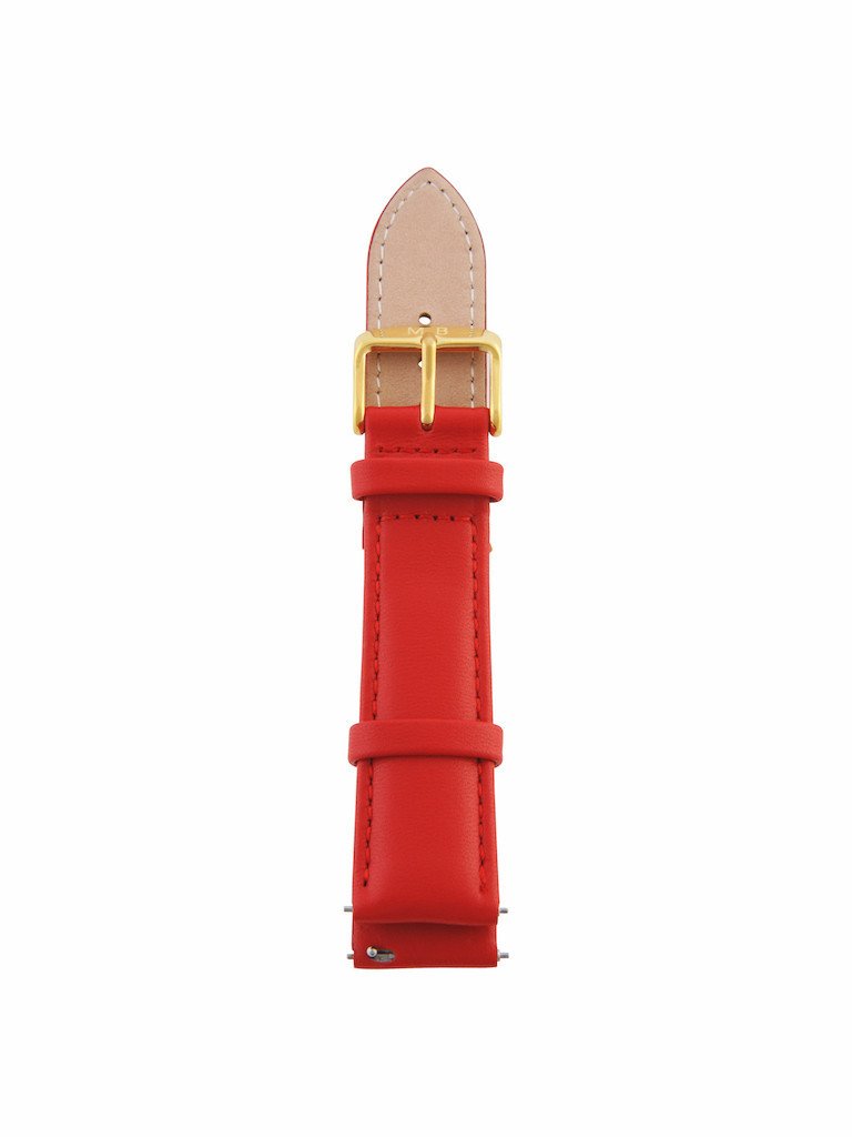 Red Leather Strap - Gold Buckle - 20mm