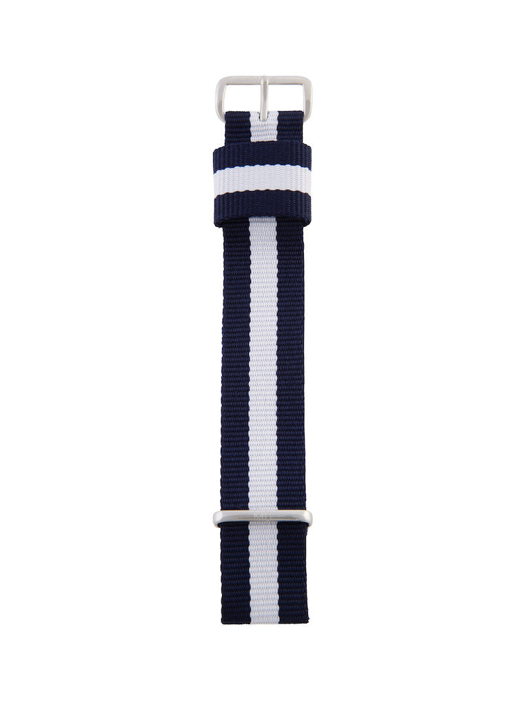 Nato Strap (Blue/White) - Silver Buckle 1