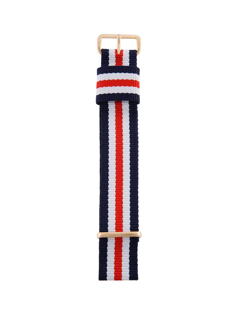 Nato Strap (Blue/Red/White) - Rose Gold Buckle - 20mm