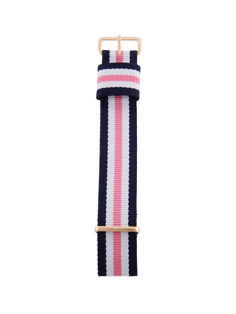 Nato Strap (Blue/Pink/White) - Rose Gold Buckle 1