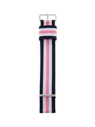 Nato Strap (Blue/Pink/White) - Silver Buckle 1