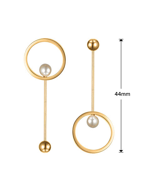 Pearl Pendulum Earrings - Gold