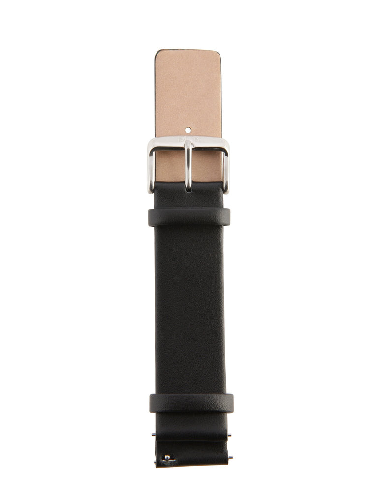 Black Leather Strap - Silver Buckle - 20mm