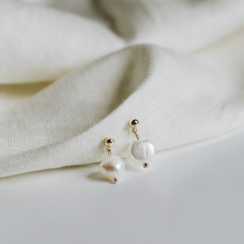 Dainty Pearl Pendant Earrings