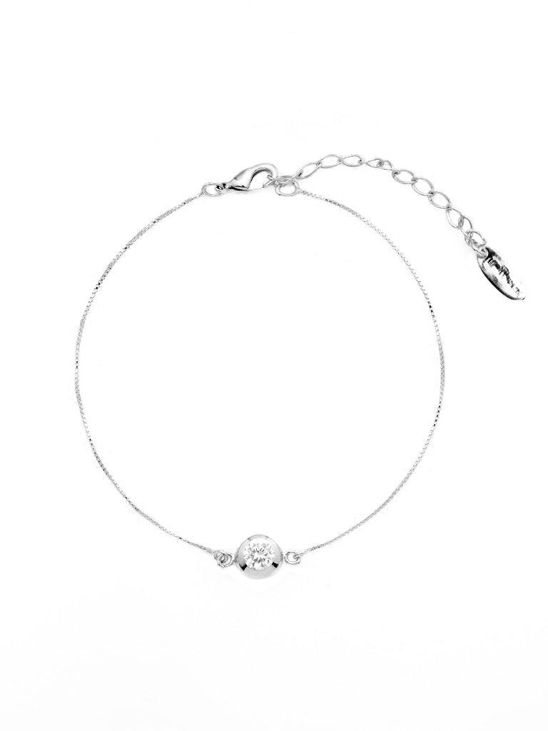 Suspended Crystal Bezel Bracelet - Silver